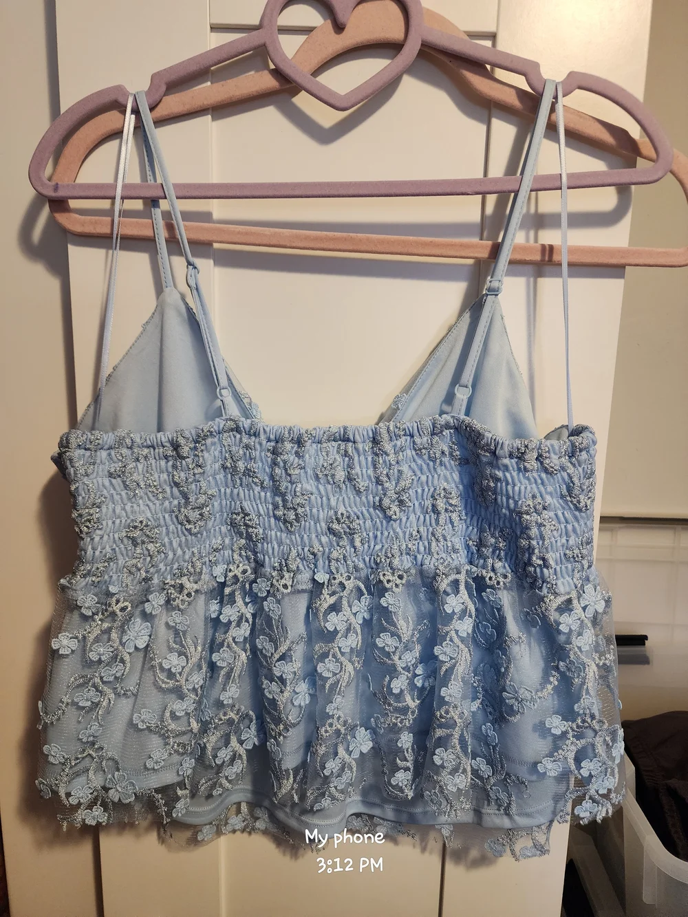 Altar'd State Light Blue And Silver Lace Floral Camisole Top - Picture 4 of 5